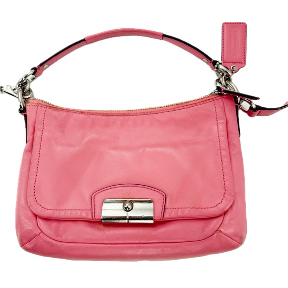 COACH Kristin Pink Leather Shoulder Crossbody Hobo Bag Purse F22308 - Picture 1 of 17